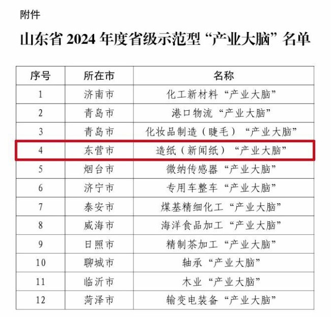 由华泰股份牵头的造纸（新闻纸）“产业大脑”项目入选2024年度省级示范型“产业大脑”